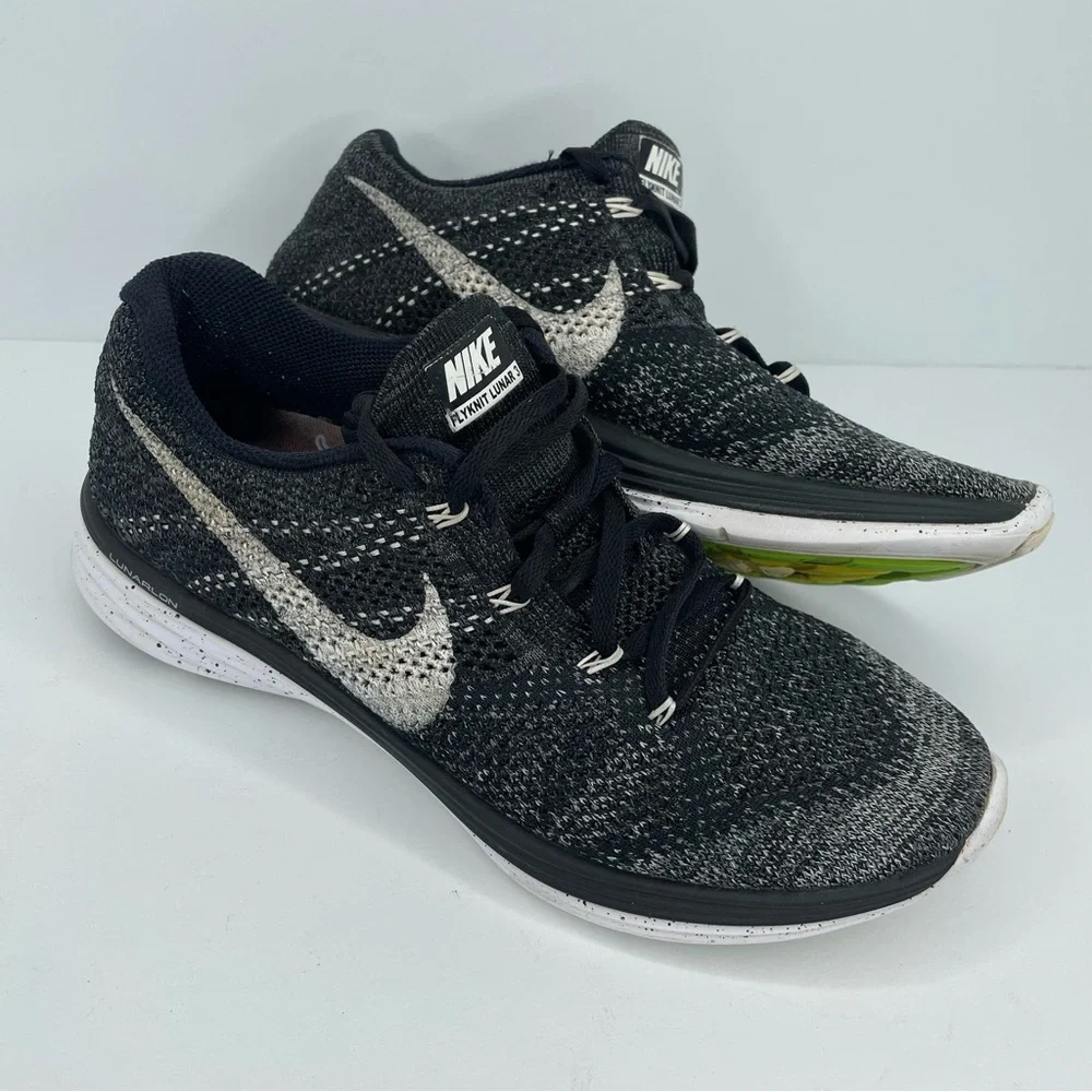 Nike Lunar Flyknit 3 Running Shoes Oreo Black White 698182-001 Womens Size 9.5 - Picture 2 of 14